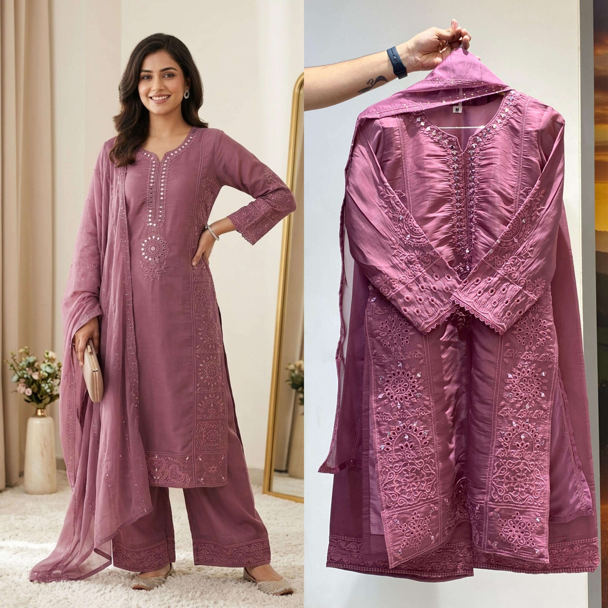 LG 2106 Chanderi Silk Embroidered Designer Ready-Made Suit — Wholesale Readymade Suit, Vardan Ethnic wholesale from Surat — view 7