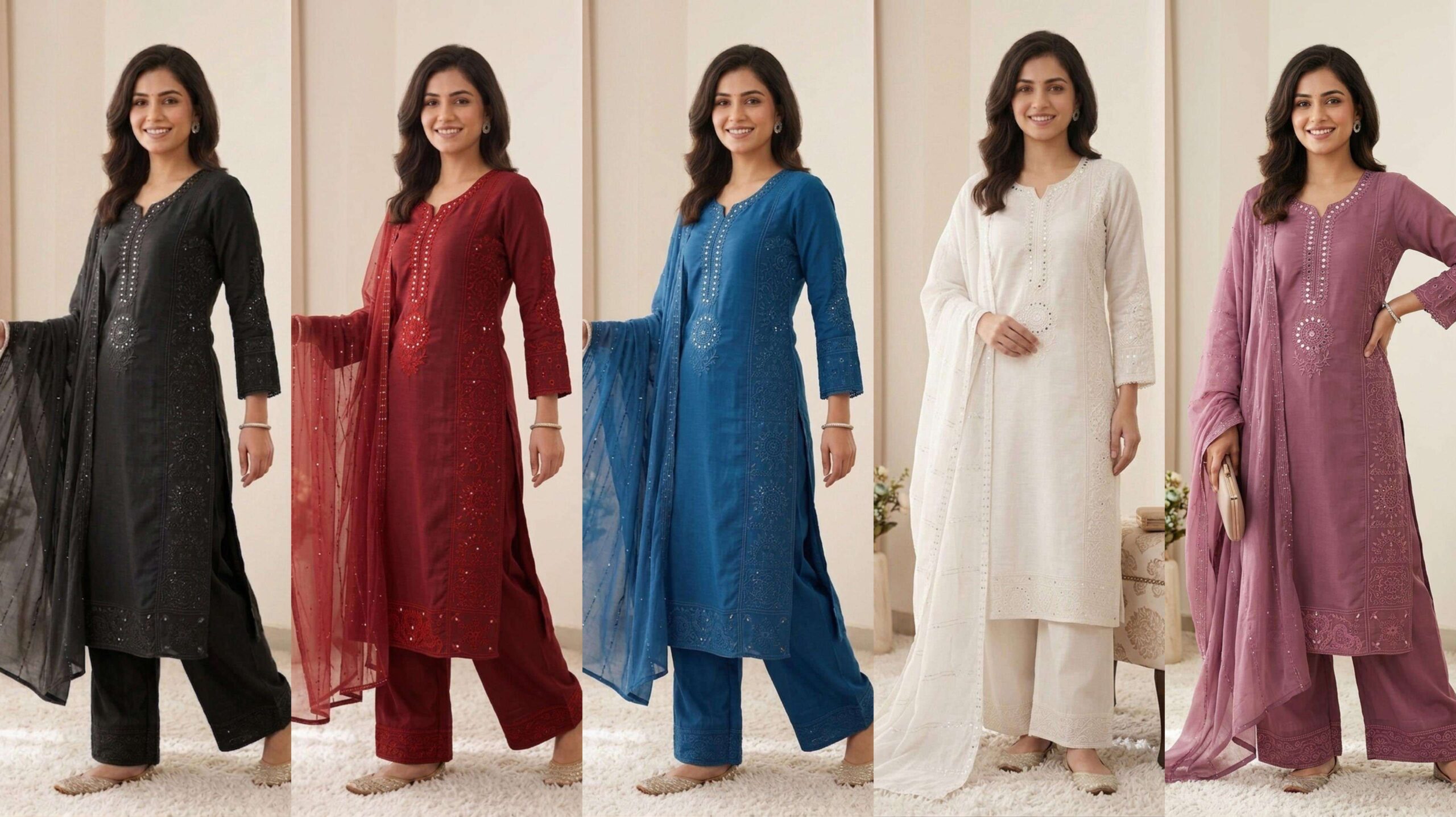 LG 2106 Chanderi Silk Embroidered Designer Ready-Made Suit — Wholesale Readymade Suit, Vardan Ethnic wholesale from Surat — view 3