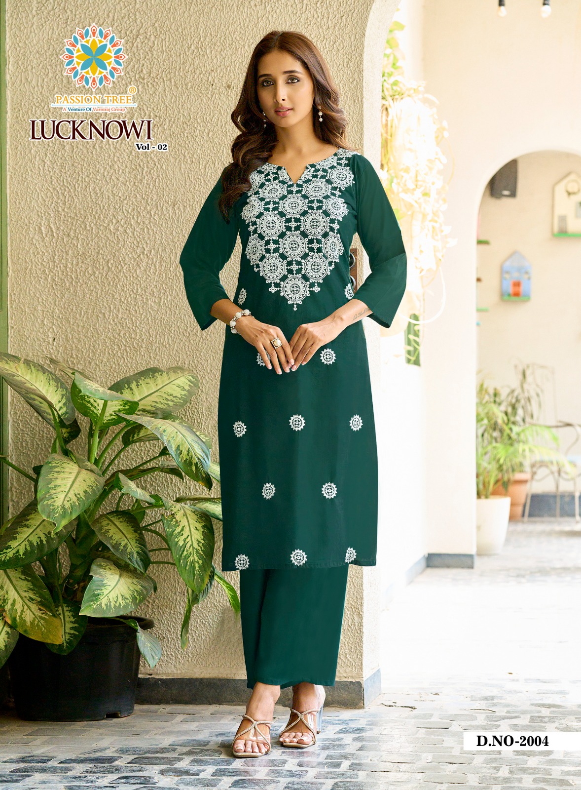 Passion Tree Lucknowi Vol 2 Cotton Kurti Palazzo Collection — Wholesale Kurtis, MPA wholesale from Surat — view 3