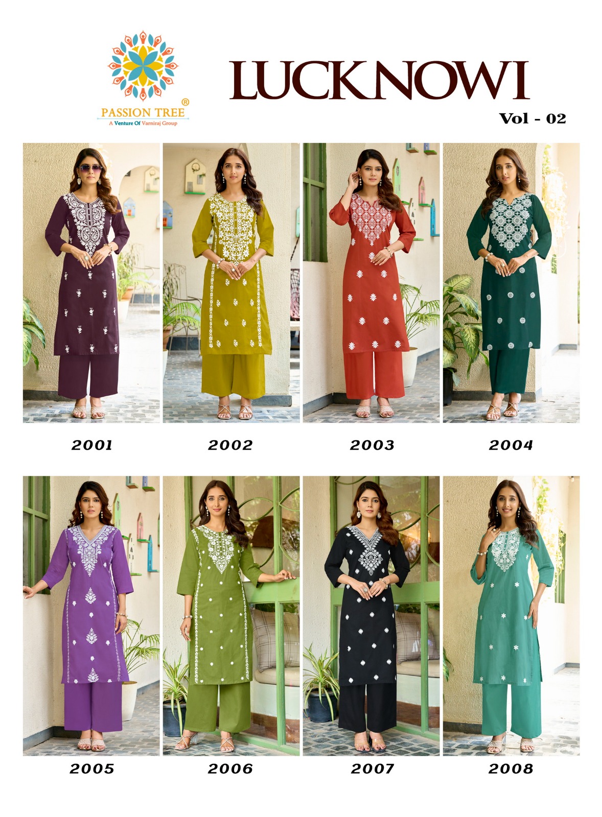 Passion Tree Lucknowi Vol 2 Cotton Kurti Palazzo Collection — Wholesale Kurtis, MPA wholesale from Surat — view 9