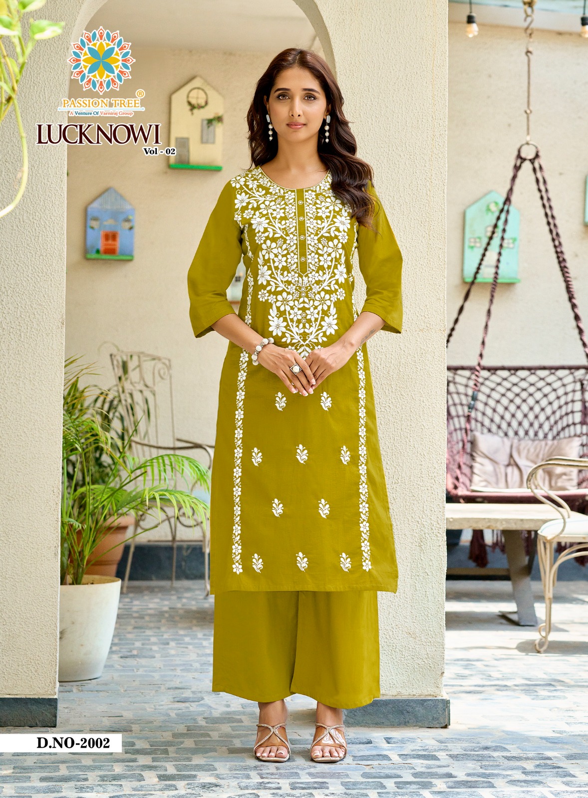 Passion Tree Lucknowi Vol 2 Cotton Kurti Palazzo Collection — Wholesale Kurtis, MPA wholesale from Surat — view 5