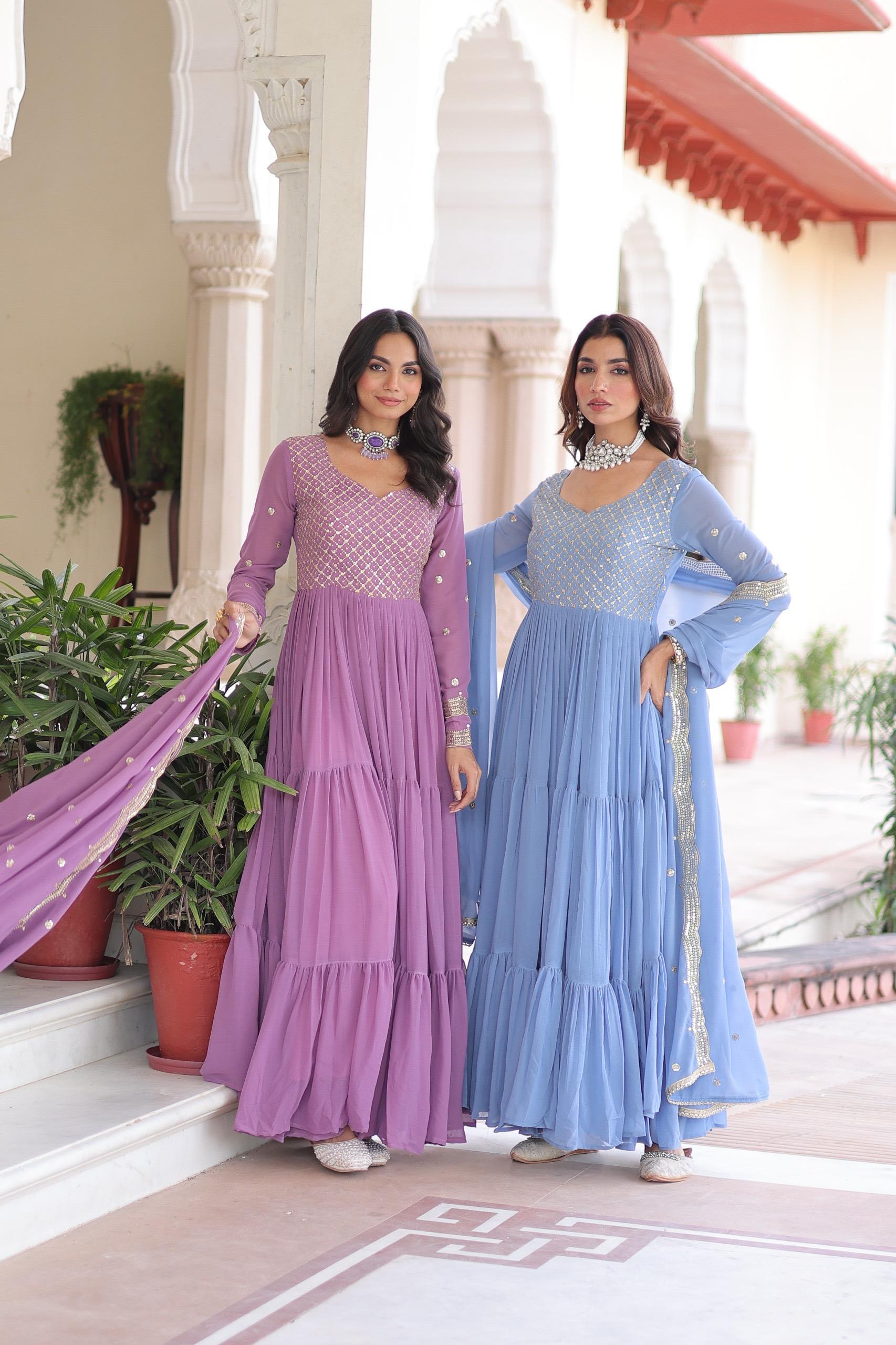 LW-9280 Faux Georgette Sequins Zari Embroidered Gown