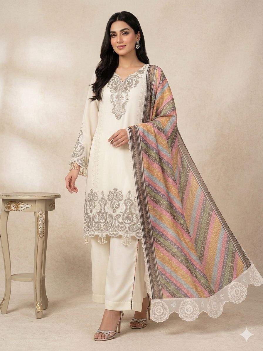 LG-2103 Star Georgette Sequence Embroidered Palazzo Suit Set