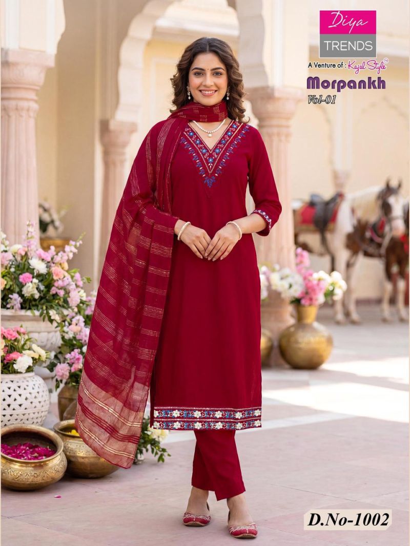 Morpankh Vol 1 By Diya Trends Embroidered Kurti With Bottom Dupatta Set — Wholesale Kurtis, Diya Trends wholesale from Surat — view 6