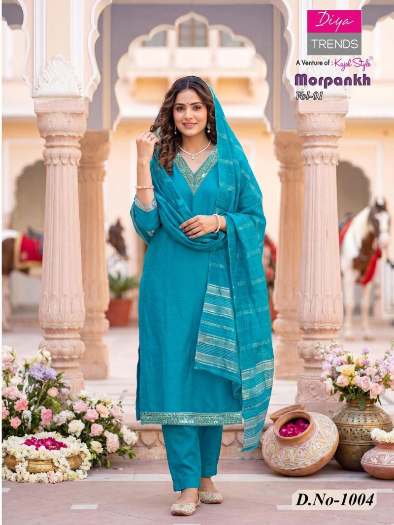 Morpankh Vol 1 By Diya Trends Embroidered Kurti With Bottom Dupatta Set — Wholesale Kurtis, Diya Trends wholesale from Surat — view 8