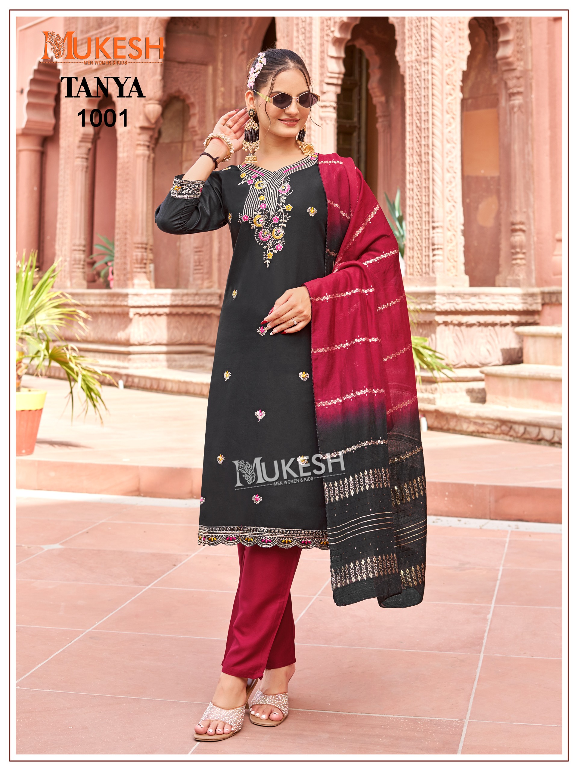 Mukesh Tanya Rayon Embroidered Readymade Salwar Suit — Wholesale Readymade Suit, Vardan Ethnic wholesale from Surat — view 5