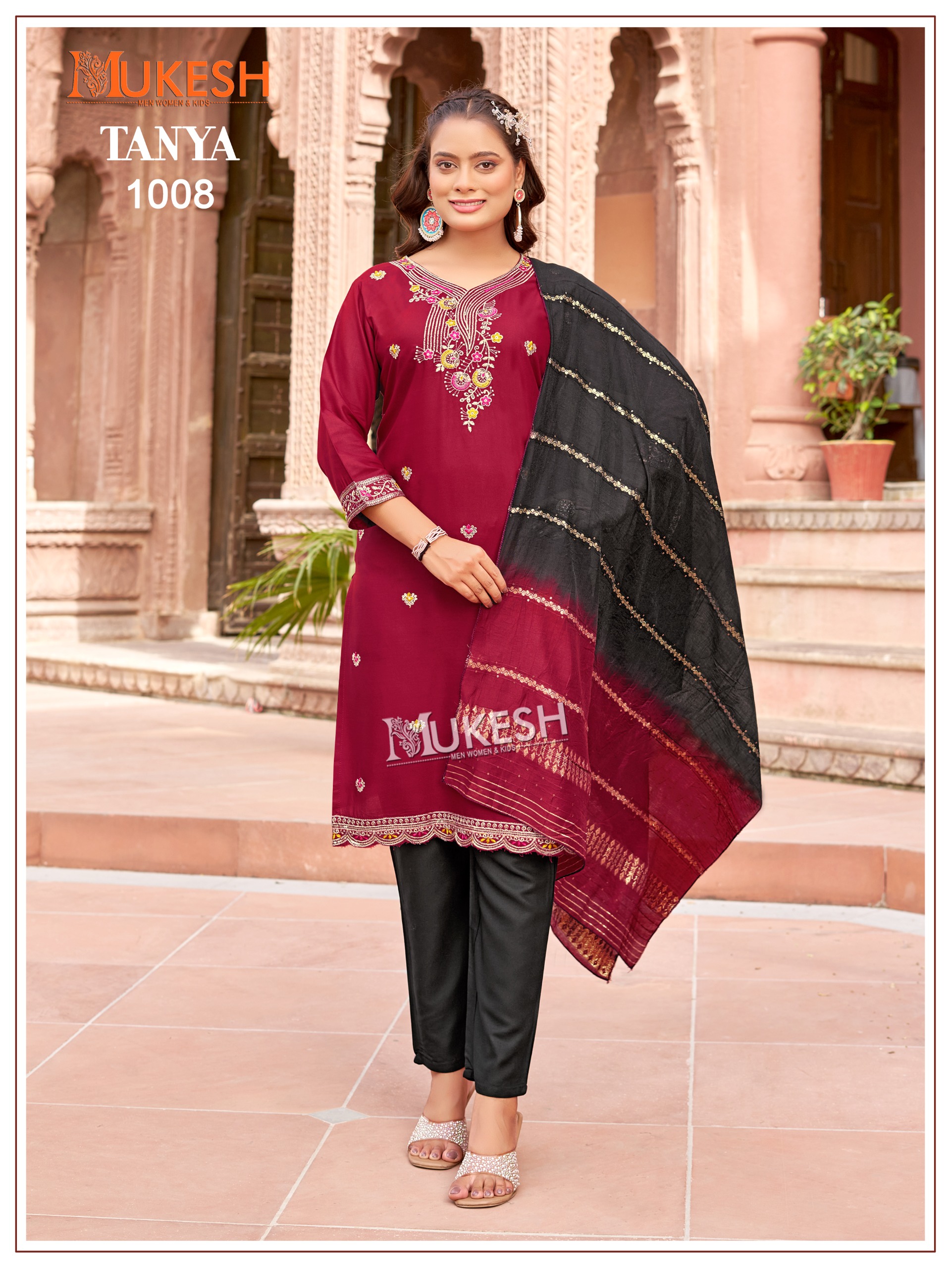 Mukesh Tanya Rayon Embroidered Readymade Salwar Suit — Wholesale Readymade Suit, Vardan Ethnic wholesale from Surat — view 3