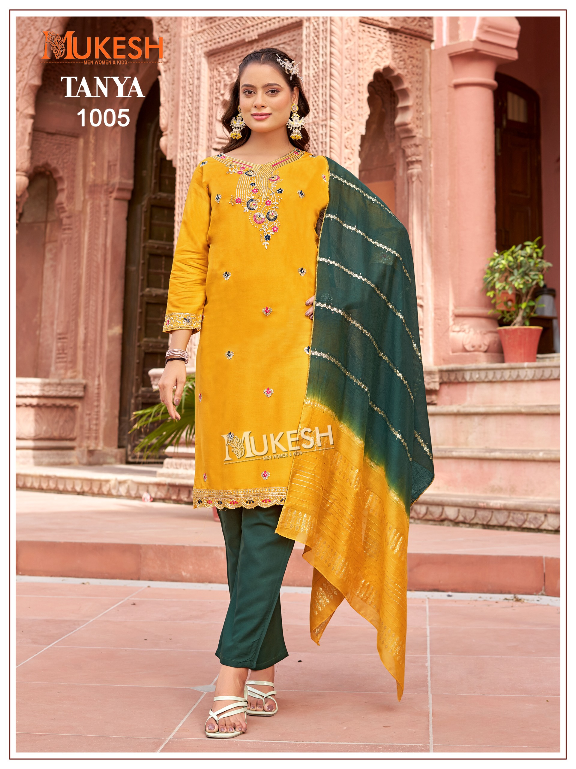 Mukesh Tanya Rayon Embroidered Readymade Salwar Suit — Wholesale Readymade Suit, Vardan Ethnic wholesale from Surat — view 9