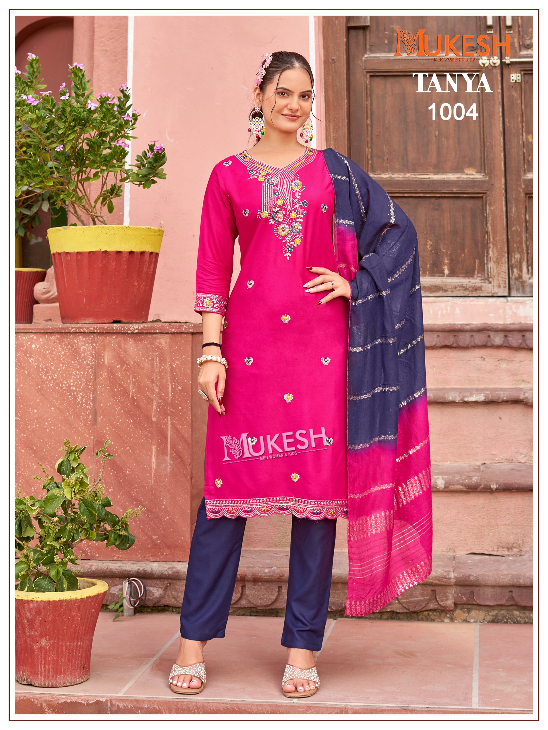 Mukesh Tanya Rayon Embroidered Readymade Salwar Suit — Wholesale Readymade Suit, Vardan Ethnic wholesale from Surat — view 8