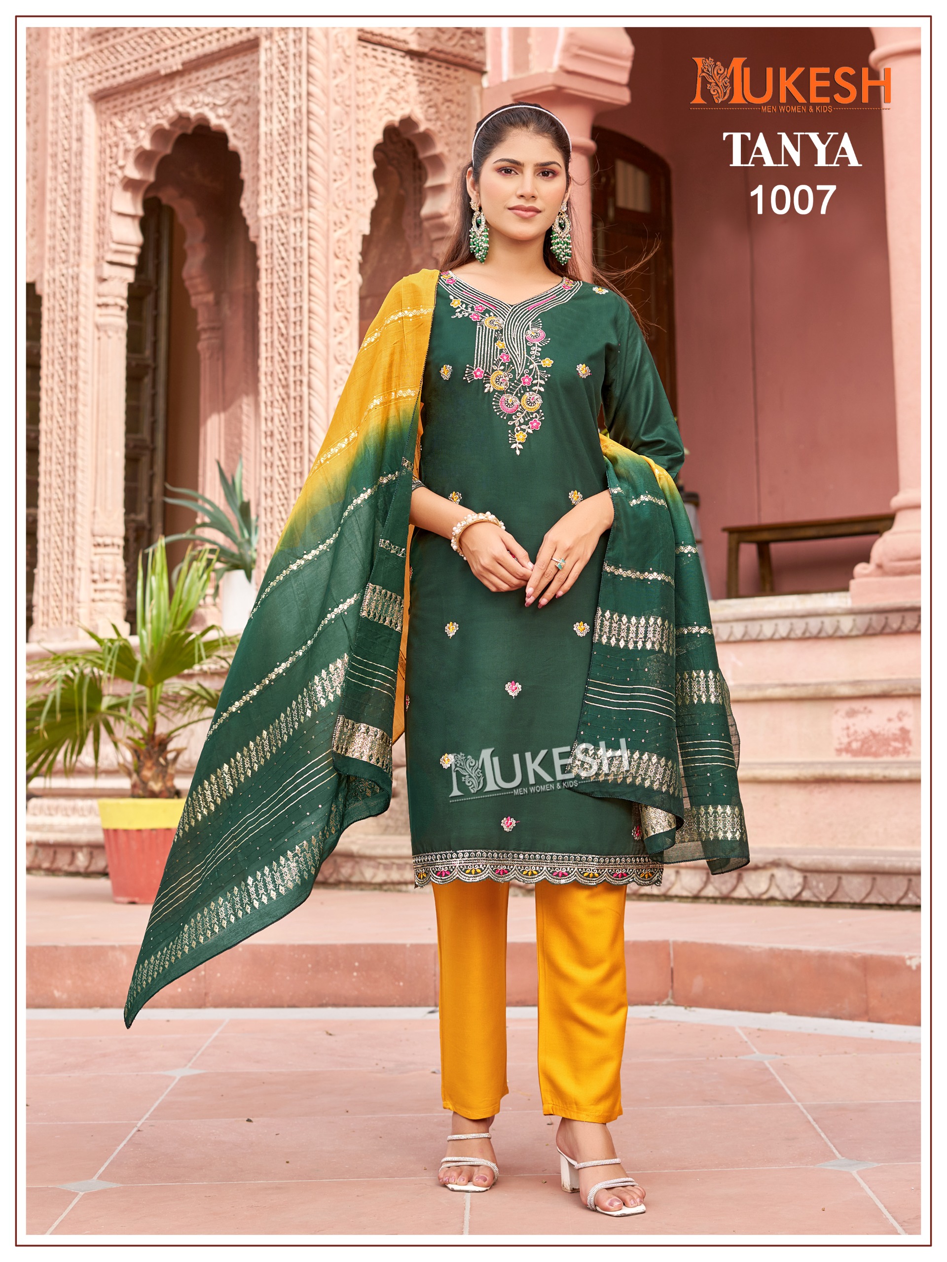 Mukesh Tanya Rayon Embroidered Readymade Salwar Suit — Wholesale Readymade Suit, Vardan Ethnic wholesale from Surat — view 6