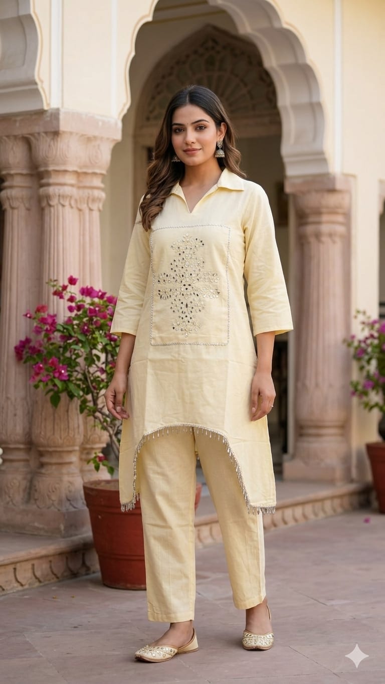 Naisha K 1019 Cotton Flex Mirror Work Co-Ord Set