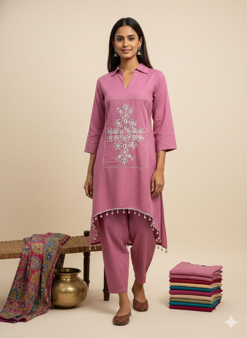 Naisha K 1019 Cotton Flex Mirror Work Co-Ord Set - Image 6