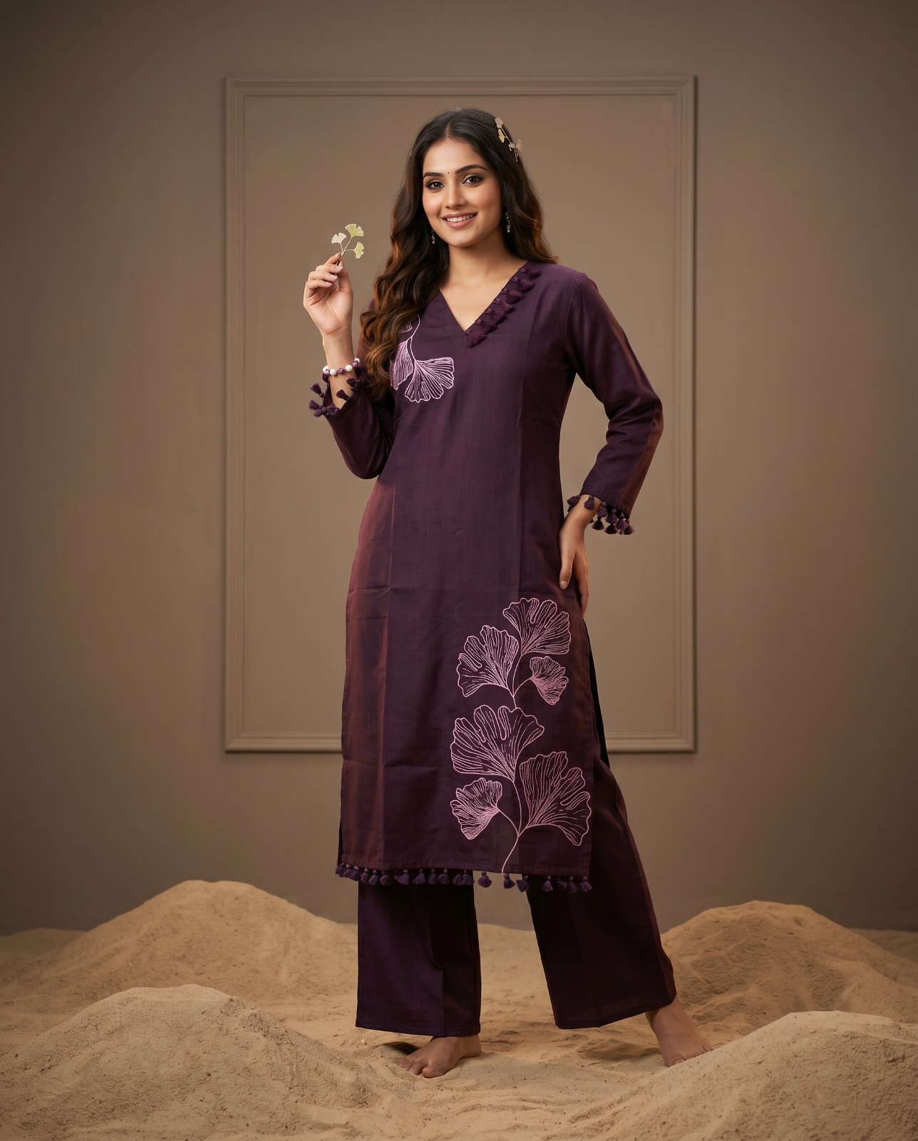 Naisha K 1026 Vertican Thread Worked Kurti With Bottom Set — Wholesale Kurtis, Naisha wholesale from Surat — view 13