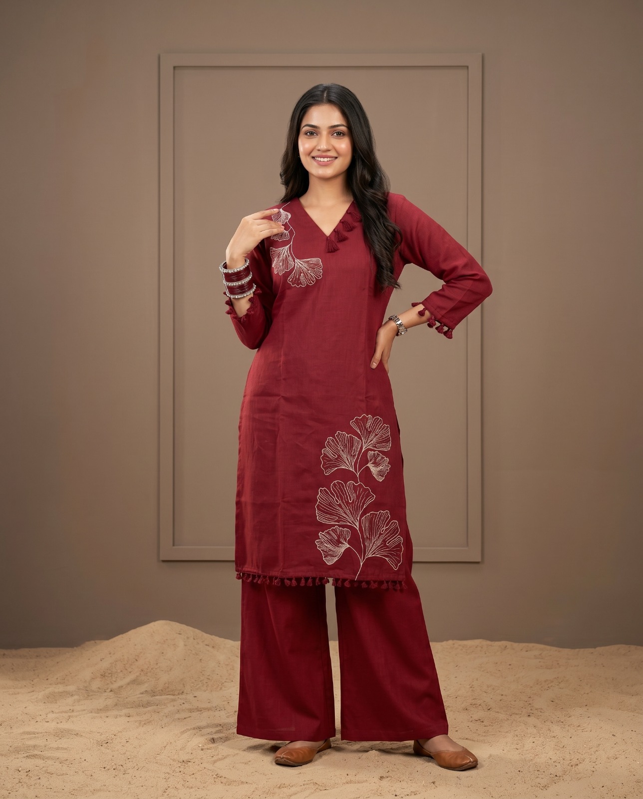 Naisha K 1026 Vertican Thread Worked Kurti With Bottom Set — Wholesale Kurtis, Naisha wholesale from Surat — view 8
