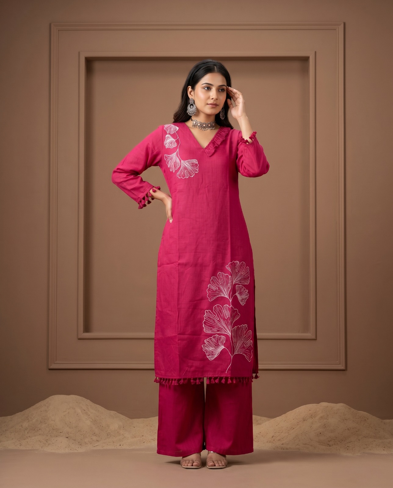 Naisha K 1026 Vertican Thread Worked Kurti With Bottom Set — Wholesale Kurtis, Naisha wholesale from Surat — view 7