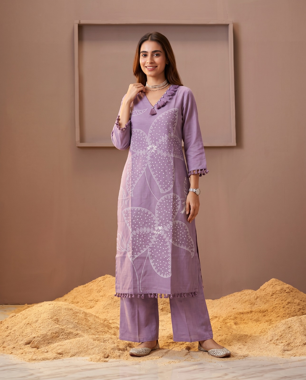 Naisha K 1026 Vertican Thread Worked Kurti With Bottom Set — Wholesale Kurtis, Naisha wholesale from Surat — view 2