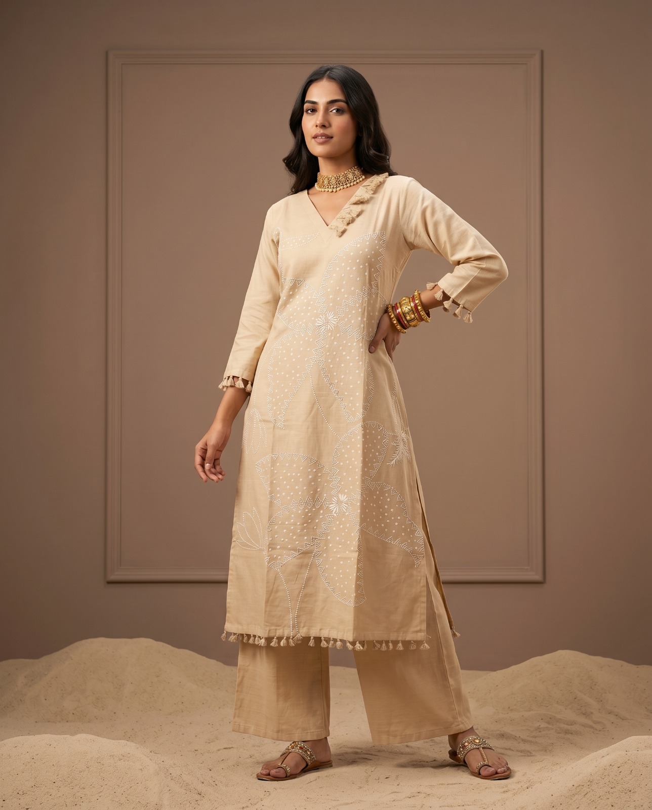 Naisha K 1026 Vertican Thread Worked Kurti With Bottom Set — Wholesale Kurtis, Naisha wholesale from Surat — view 18