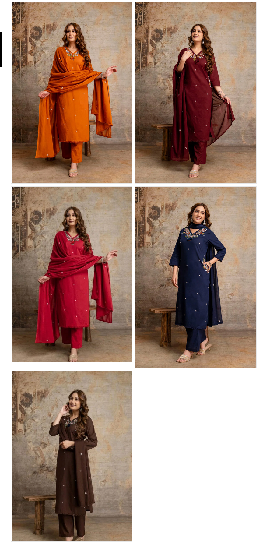 Naisha K 1049 Cotton Embroidered Kurti With Bottom Dupatta Set — Wholesale Readymade Suit, Naisha wholesale from Surat — view 6