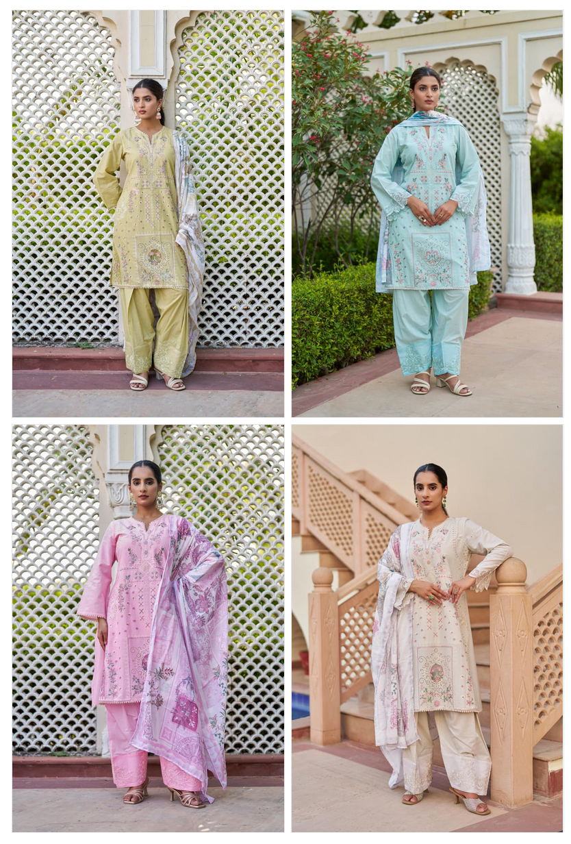 Naisha K 1050 Cotton Embroidered Kurti With Bottom Dupatta Set — Wholesale Readymade Suit, Naisha wholesale from Surat — view 5