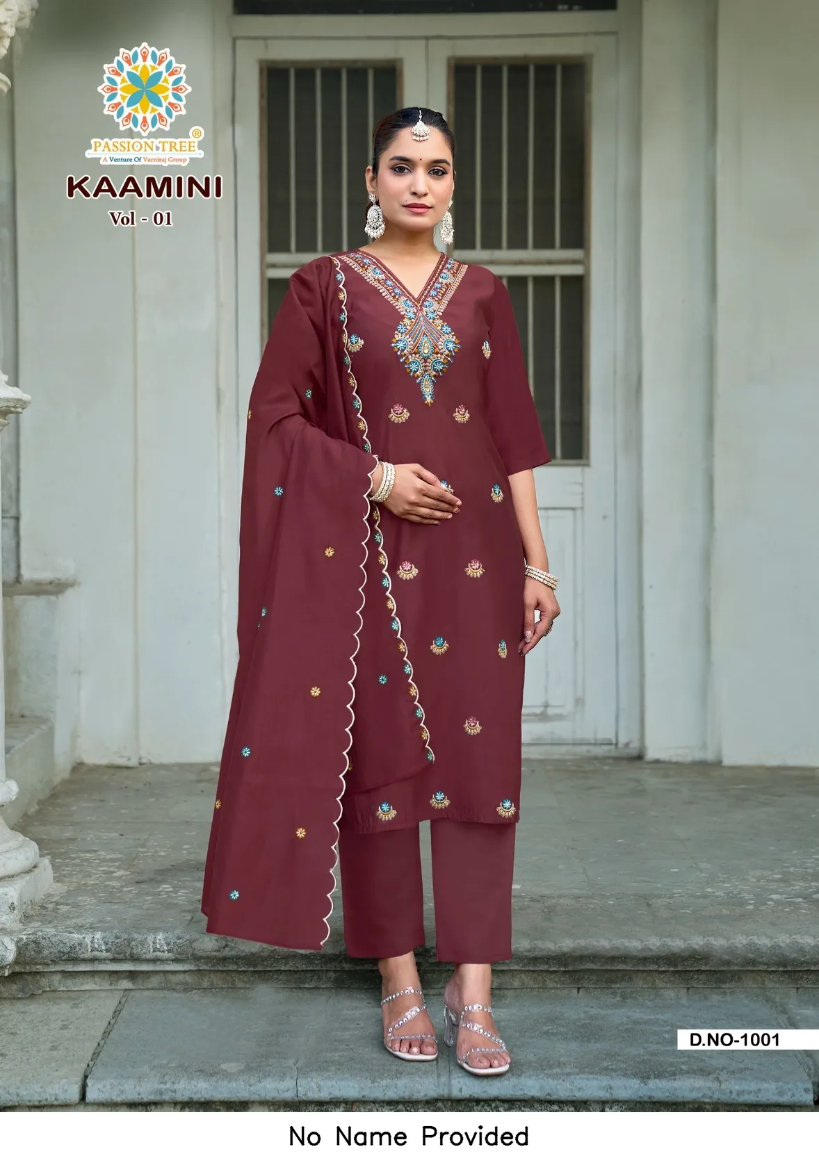 Kaamini Vol 1 By Passion Tree Roman Silk Embroidered Suit — Wholesale Readymade Suit, Vardan Ethnic wholesale from Surat — Photo 9