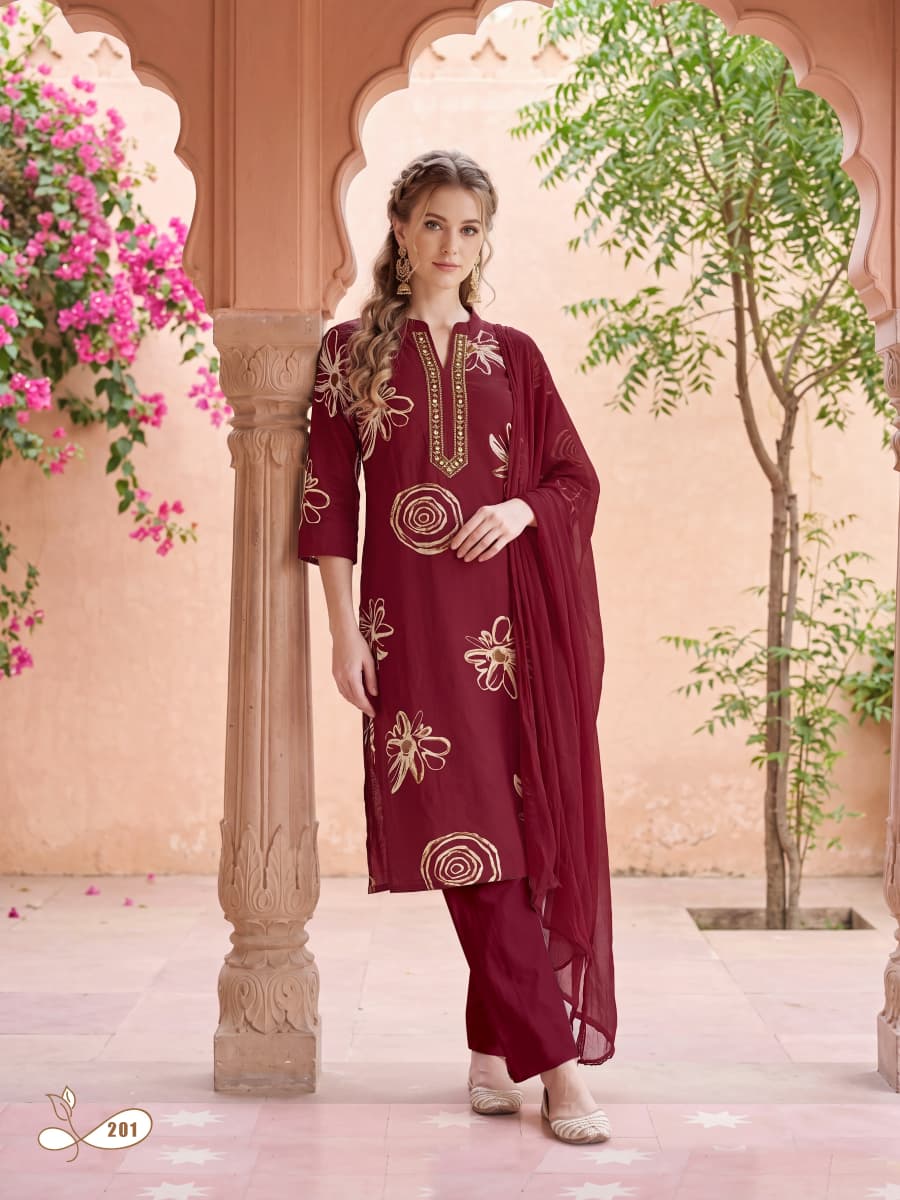 Ossm Mahima Vol 2 Rayon Dischage Printed Kurti Bottom And Dupatta Set — Wholesale Readymade Suit, Ossm wholesale from Surat — view 6