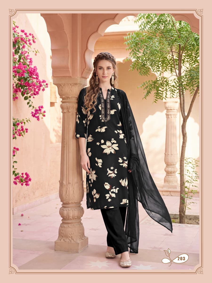 Ossm Mahima Vol 2 Rayon Dischage Printed Kurti Bottom And Dupatta Set — Wholesale Readymade Suit, Ossm wholesale from Surat — view 5
