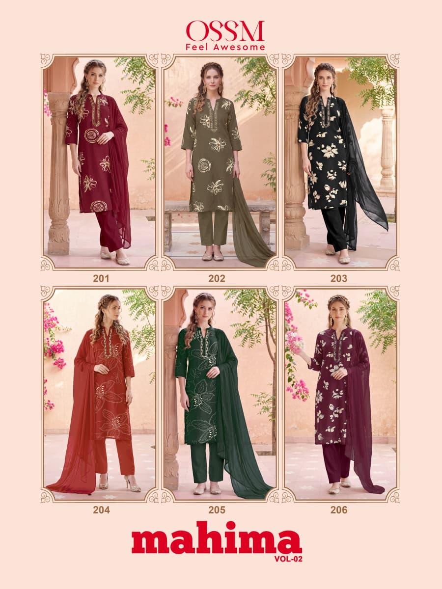 Ossm Mahima Vol 2 Rayon Dischage Printed Kurti Bottom And Dupatta Set — Wholesale Readymade Suit, Ossm wholesale from Surat — view 4