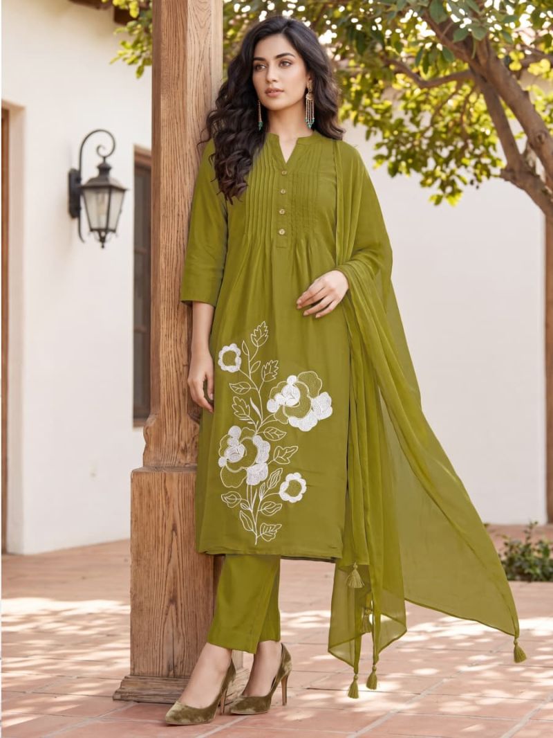 Ossm Sargam Cotton Embroidered Kurti With Bottom Dupatta Set — Wholesale Readymade Suit, Ossm wholesale from Surat — view 5