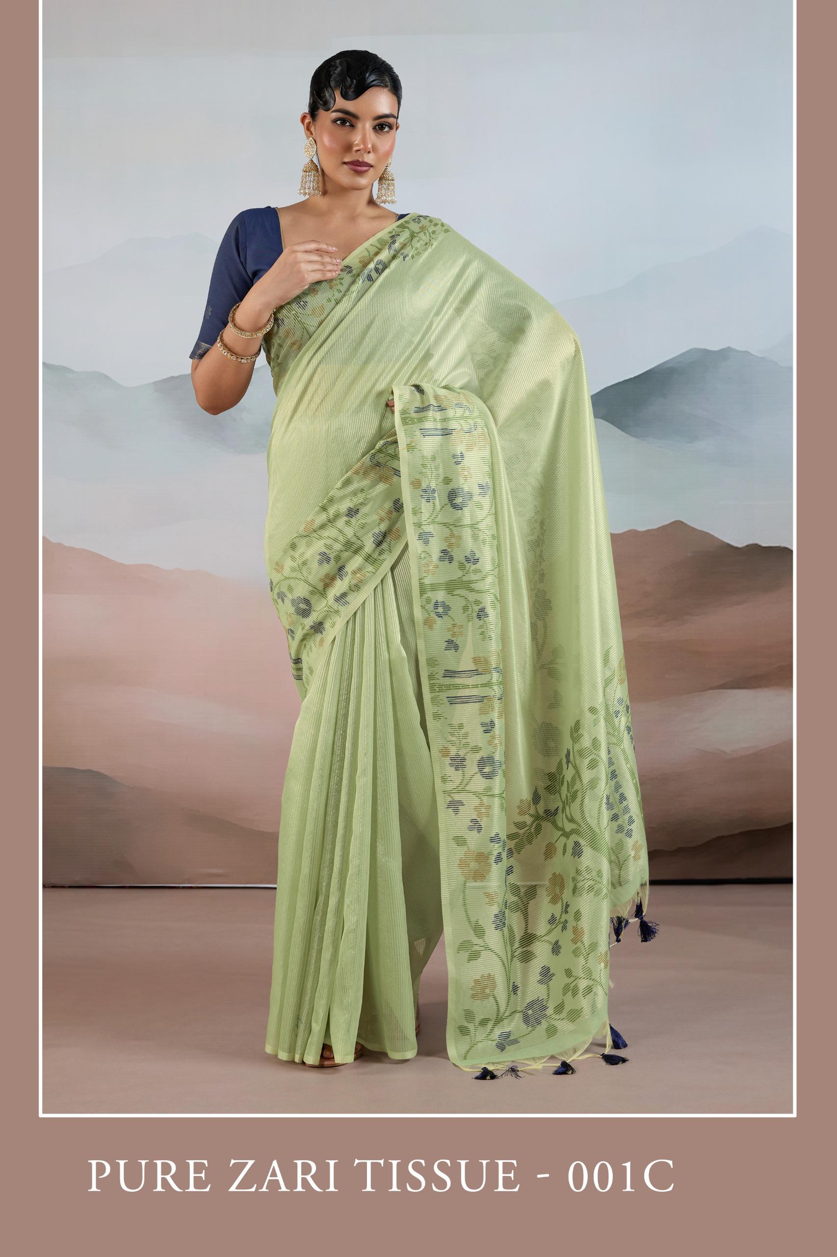 Pure Zari Tissue 001 A To E Handloom Zari Tissue Brasso Weaving Saree — Wholesale Sarees, rajtex wholesale from Surat — view 5
