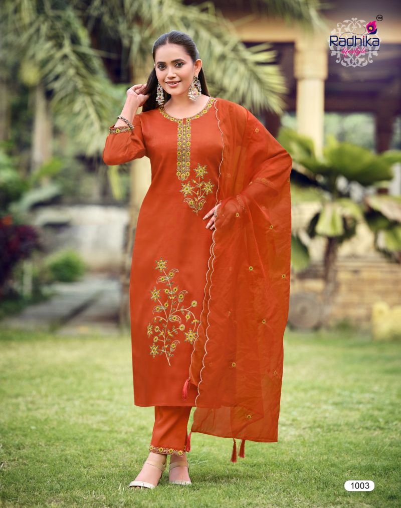 Radhika Ruby Vol 1 Roman Embroidered Salwar Suit — Wholesale Readymade Suit, MPA wholesale from Surat — view 11