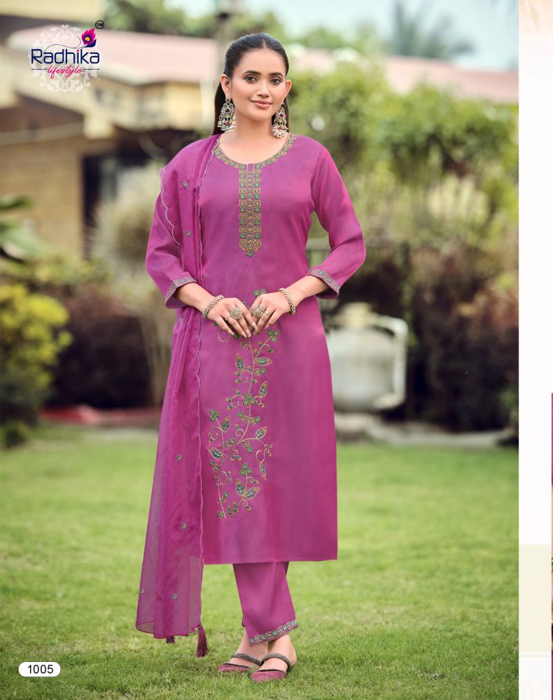 Radhika Ruby Vol 1 Roman Embroidered Salwar Suit — Wholesale Readymade Suit, MPA wholesale from Surat — view 10