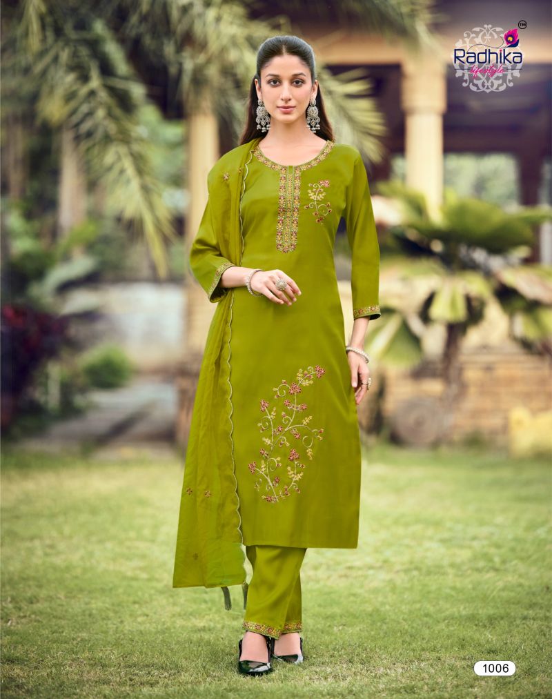Radhika Ruby Vol 1 Roman Embroidered Salwar Suit — Wholesale Readymade Suit, MPA wholesale from Surat — view 8