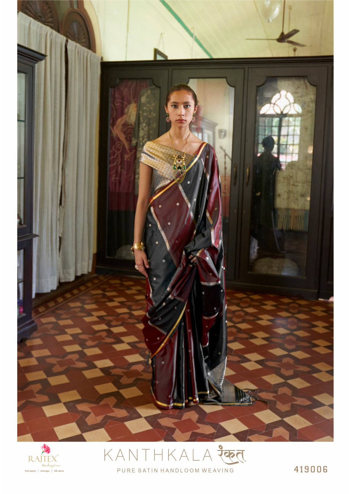 Rajtex Kanthkala Rangkat Satin Handloom Weaving Saree8790
