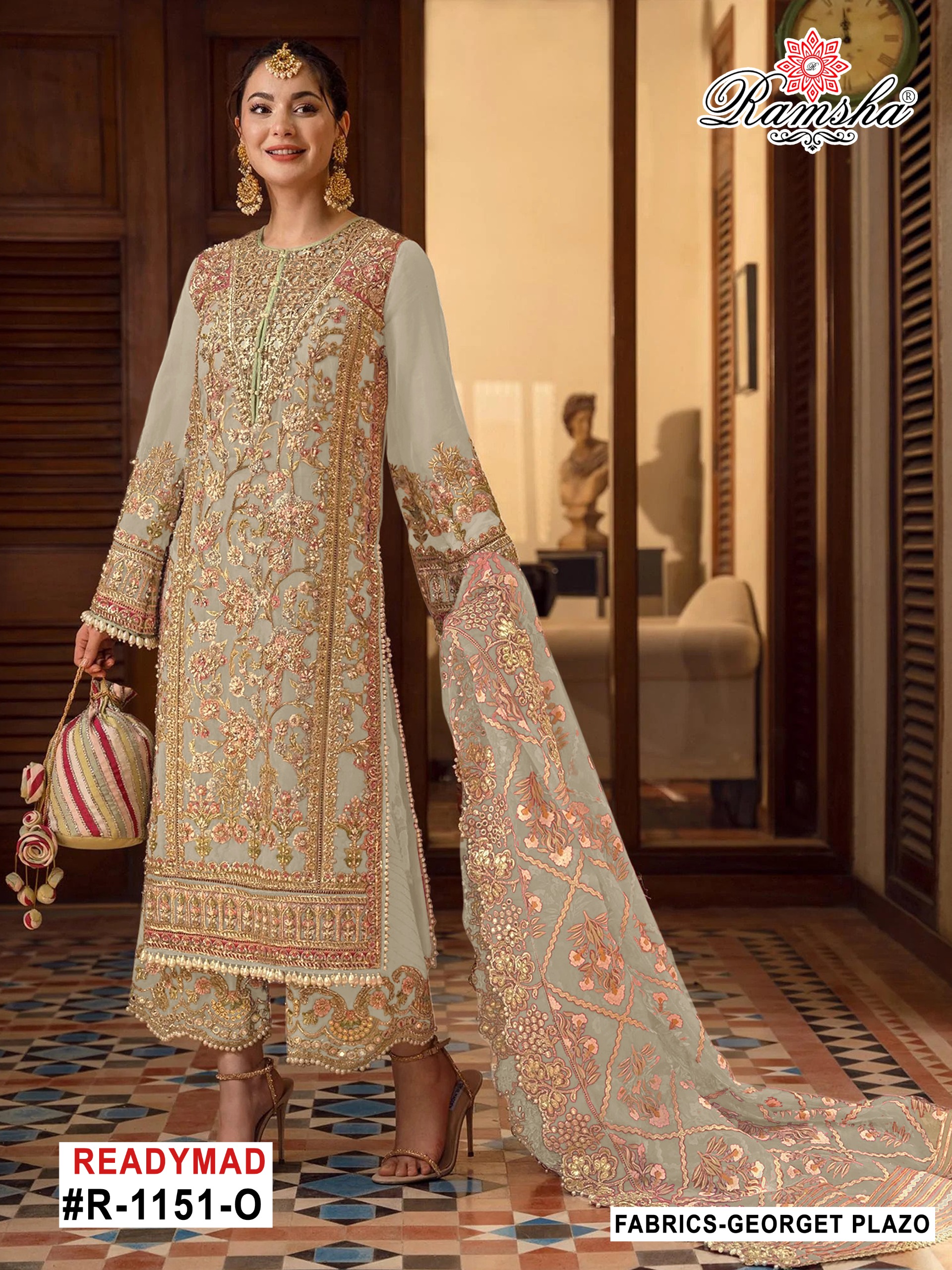 Ramsha R 1151 M To P Georgette Embroidered Salwar Suit — Designer Readymade Suits, Ramsha wholesale from Surat — view 4