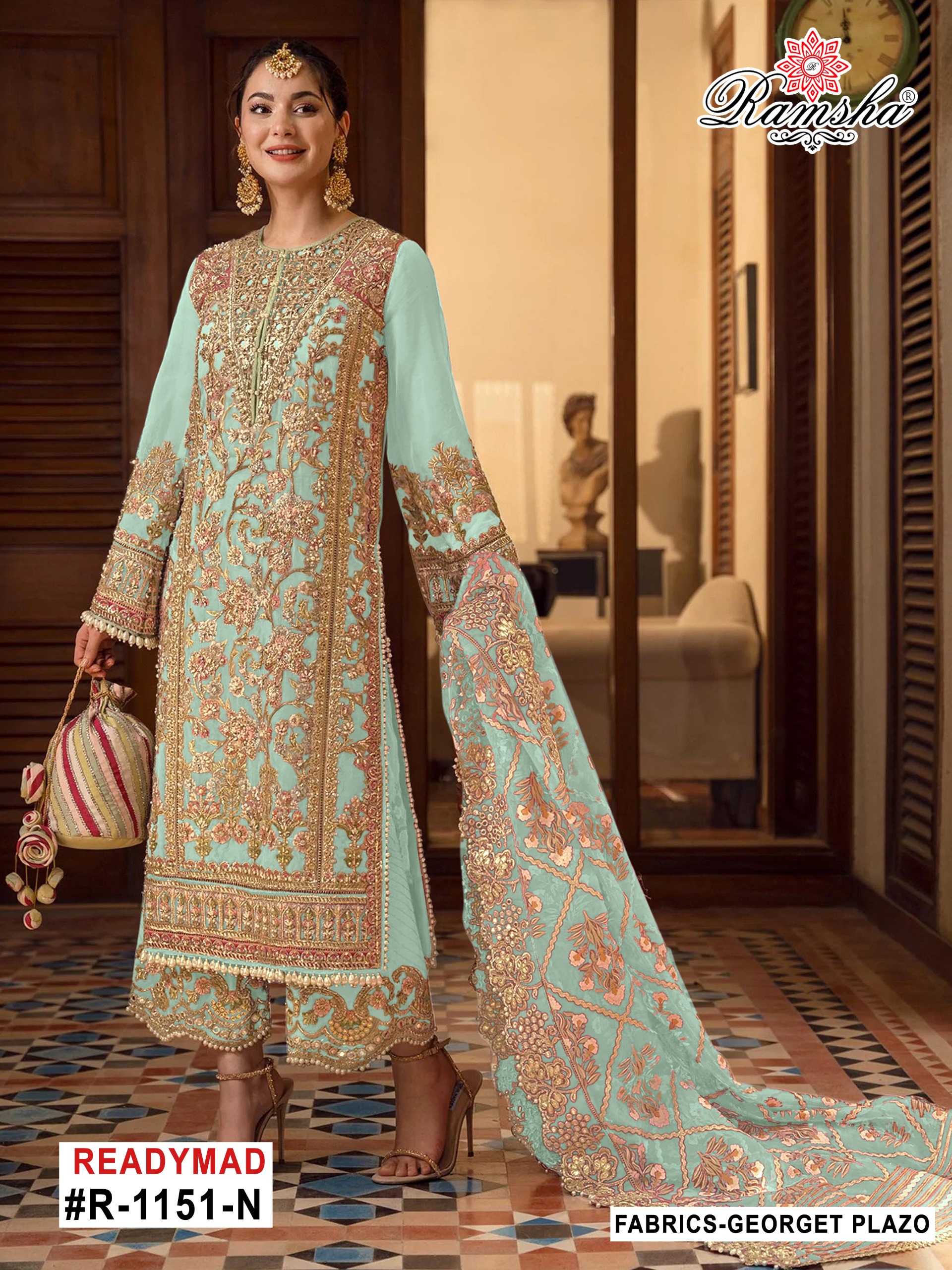 Ramsha R 1151 M To P Georgette Embroidered Salwar Suit — Designer Readymade Suits, Ramsha wholesale from Surat — view 3