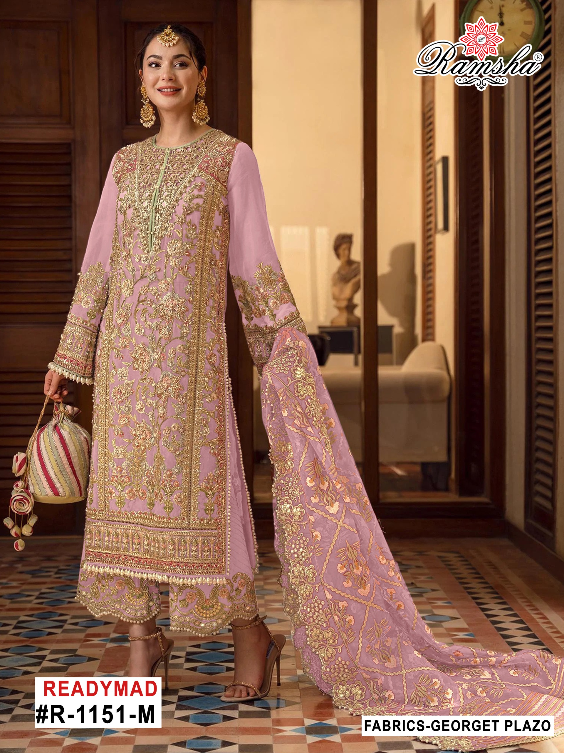 Ramsha R 1151 M To P Georgette Embroidered Salwar Suit — Designer Readymade Suits, Ramsha wholesale from Surat — view 2