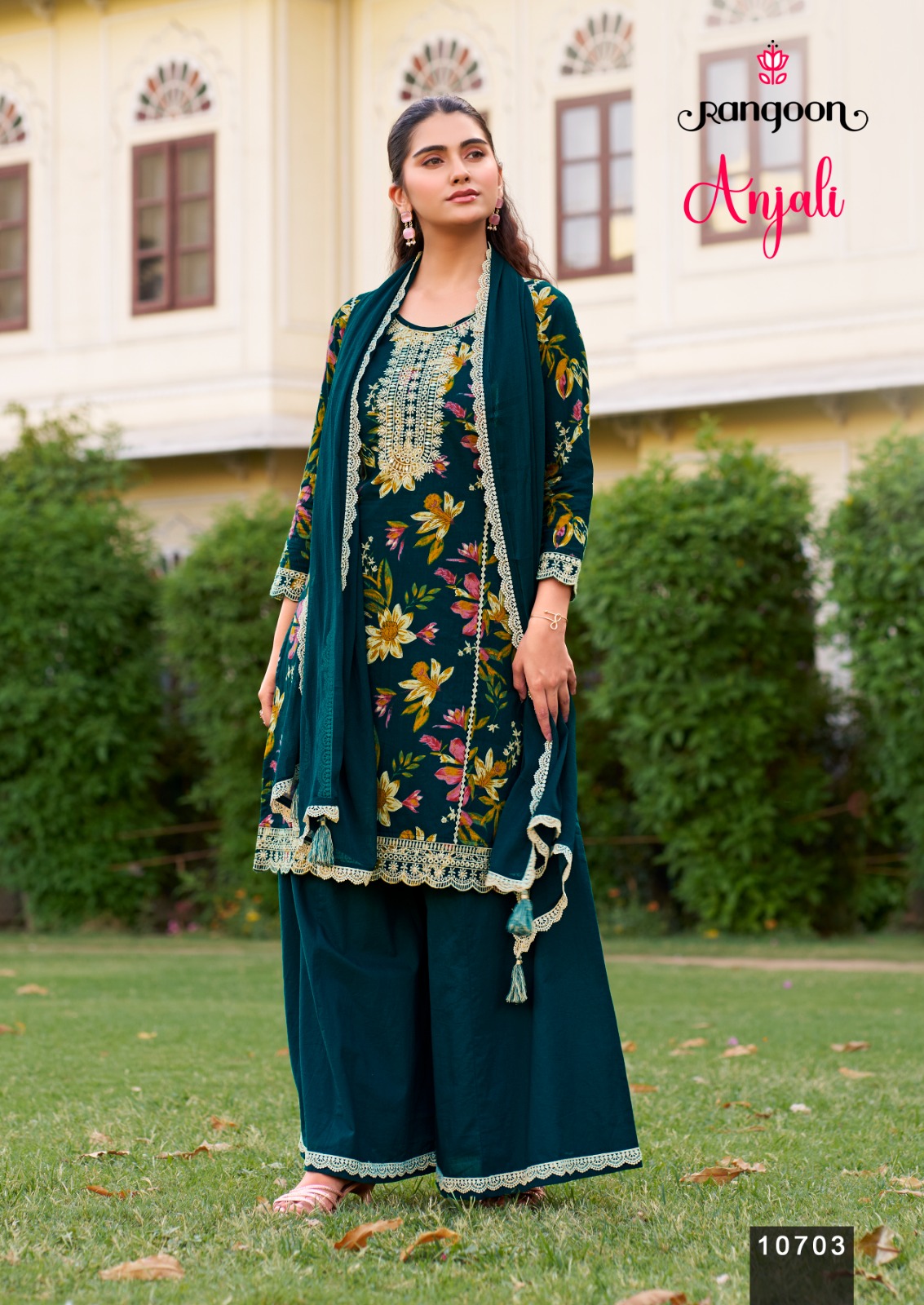 Rangoon Anjali Cotton Cambric Thread Worked Readymade Suit — Wholesale Readymade Suit, Rangoon wholesale from Surat — view 4