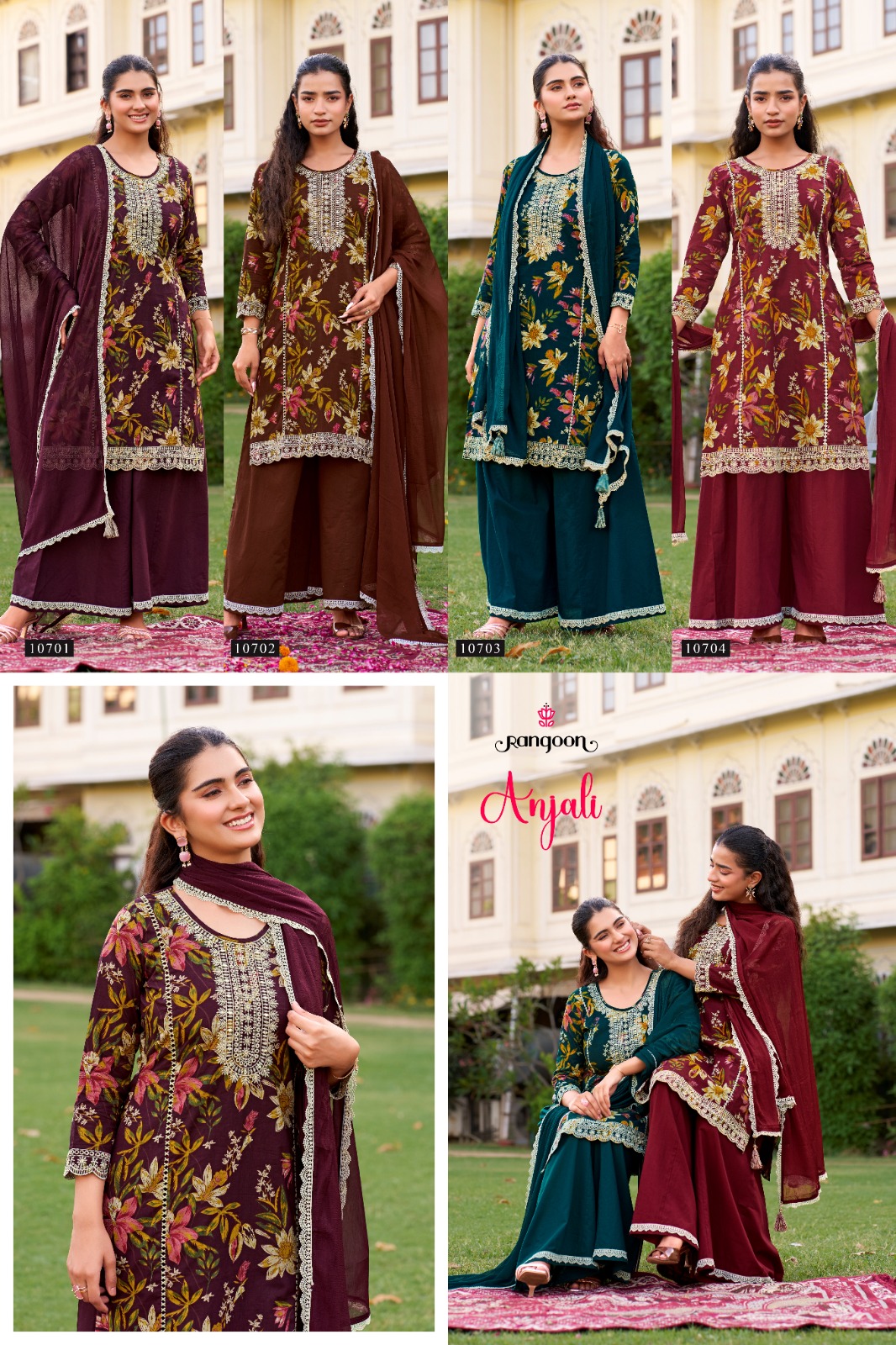 Rangoon Anjali Cotton Cambric Thread Worked Readymade Suit — Wholesale Readymade Suit, Rangoon wholesale from Surat — view 2