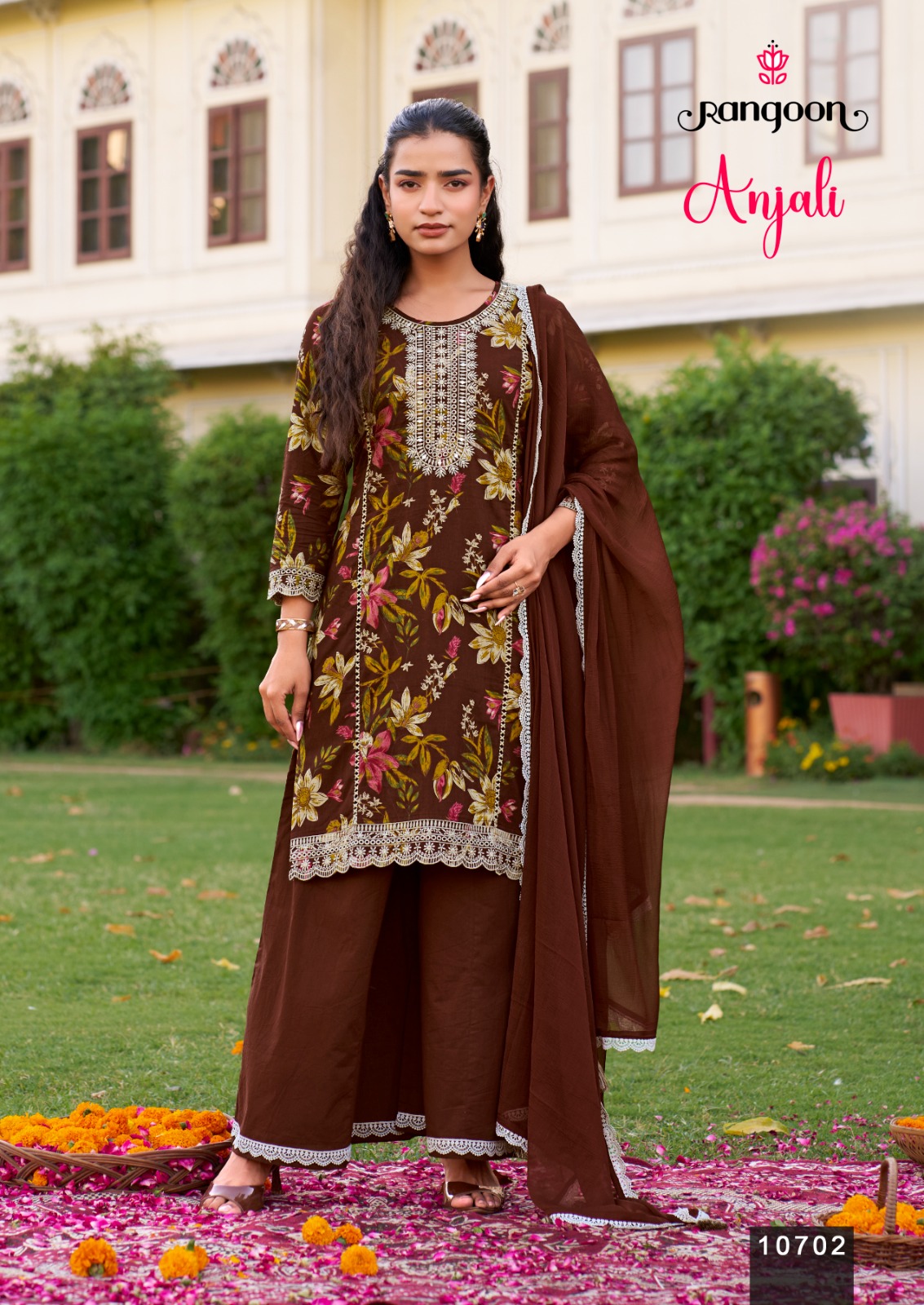 Rangoon Anjali Cotton Cambric Thread Worked Readymade Suit — Wholesale Readymade Suit, Rangoon wholesale from Surat — view 5