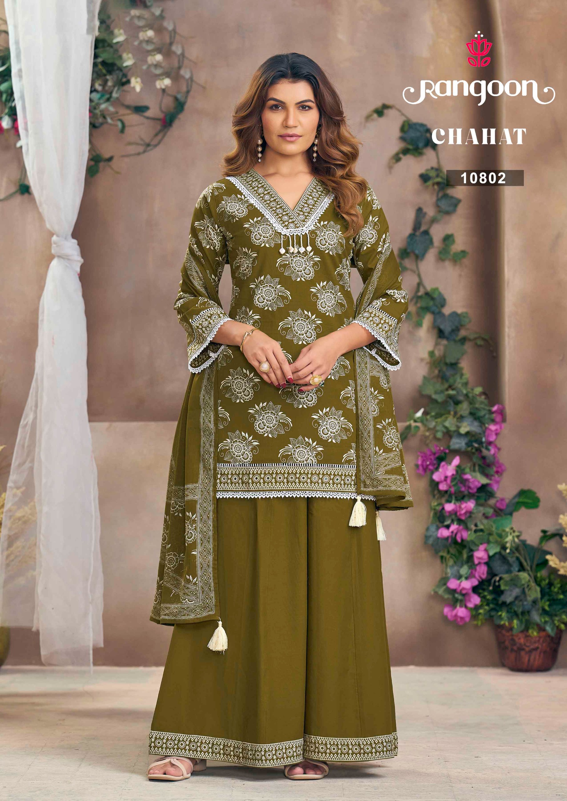 Rangoon Chahat Cotton Print Mirror Worked Readymade Salwar Kameez — Wholesale Readymade Suit, Rangoon wholesale from Surat — view 4