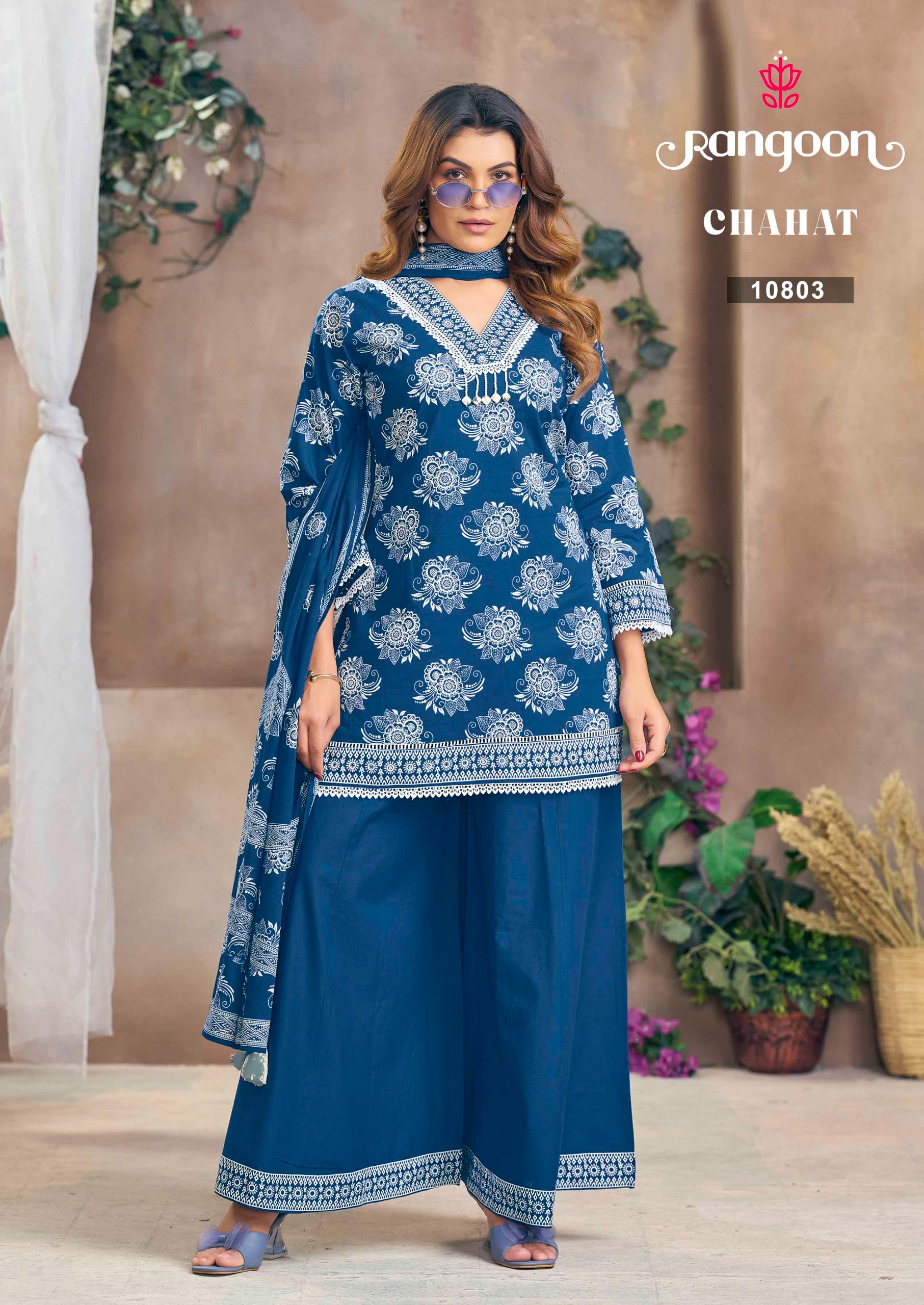 Rangoon Chahat Cotton Print Mirror Worked Readymade Salwar Kameez — Wholesale Readymade Suit, Rangoon wholesale from Surat — view 2