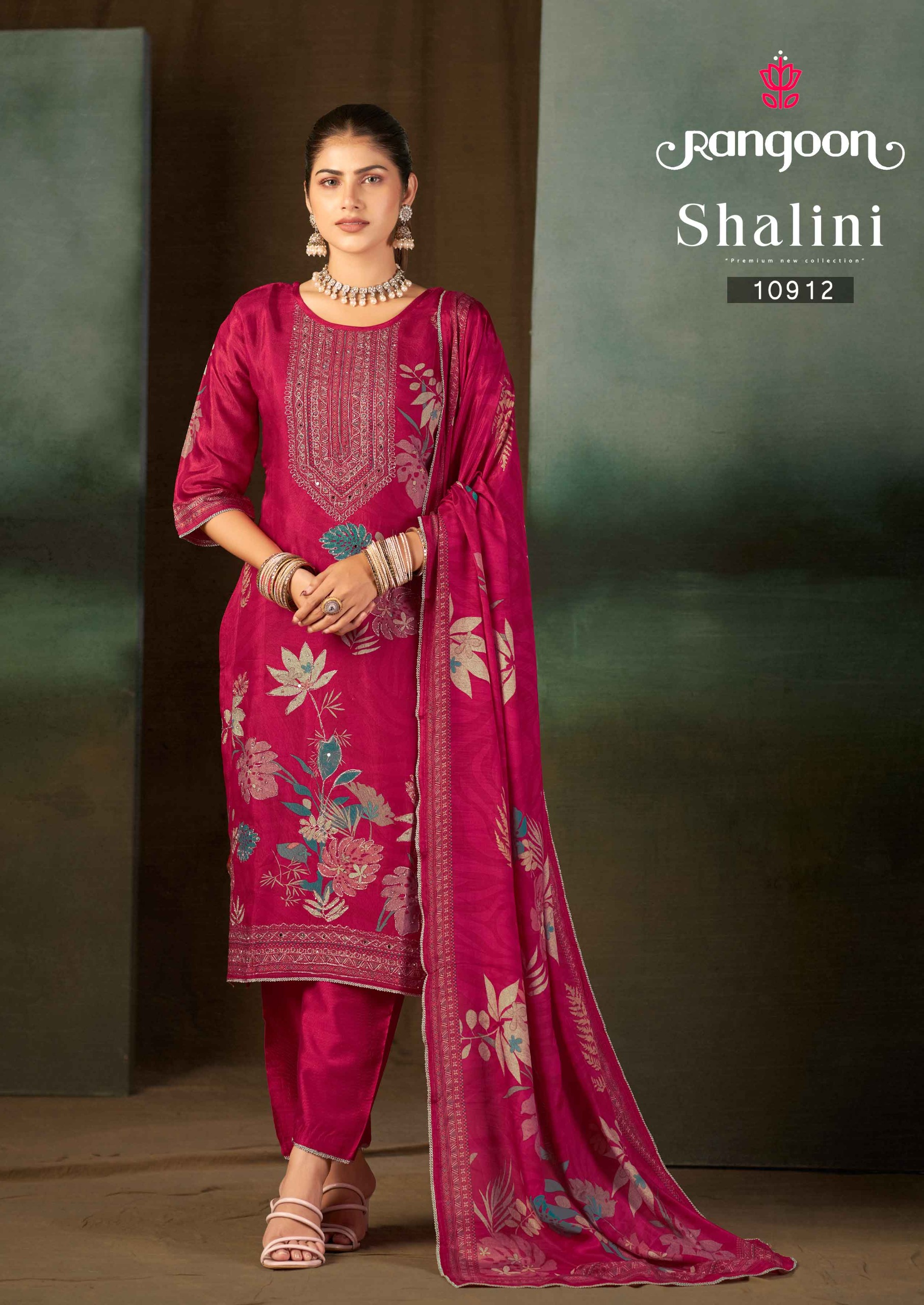 Rangoon Shalini Muslin Digital Printed Kurti With Bottom Dupatta Set — Wholesale Readymade Suit, Rangoon wholesale from Surat — view 4