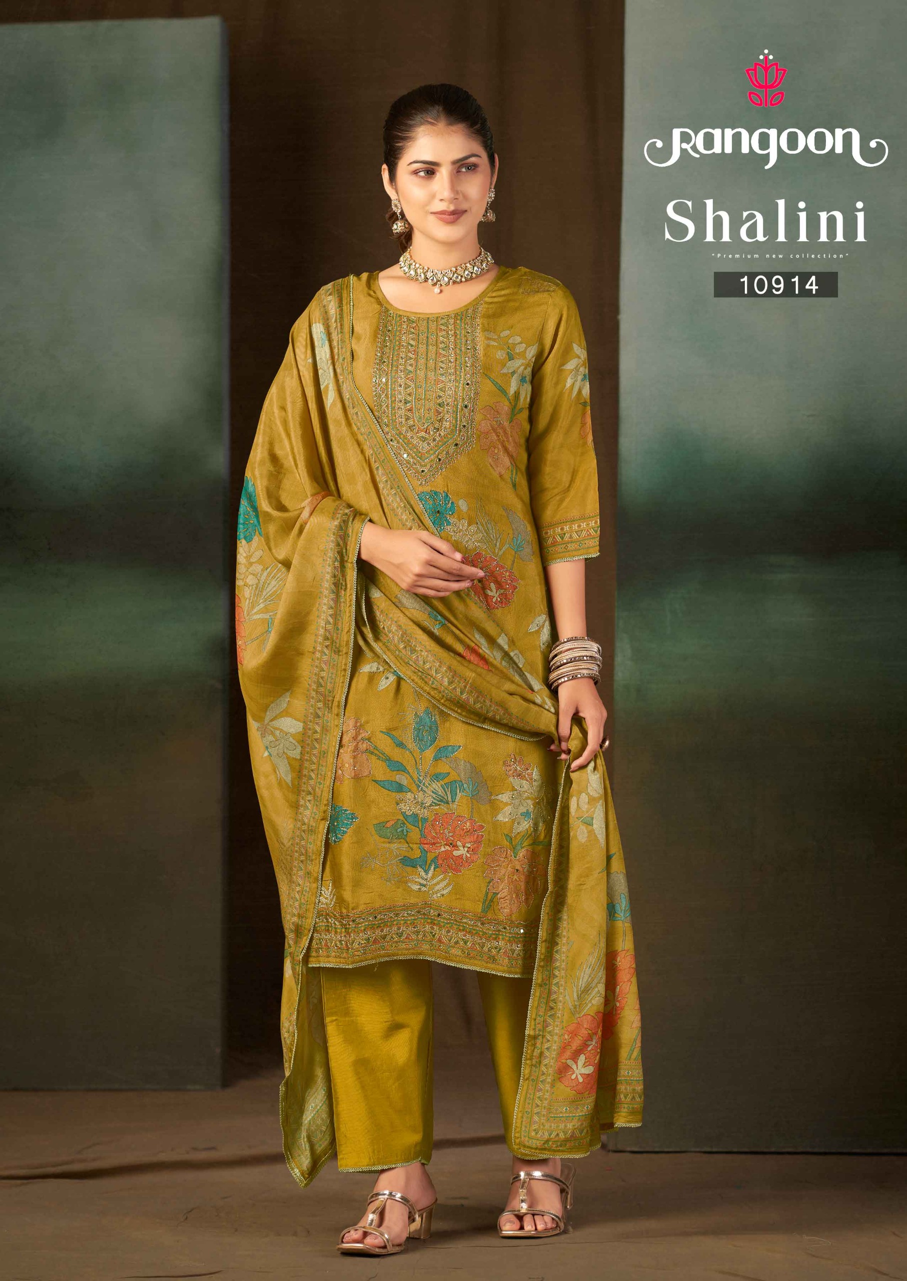 Rangoon Shalini Muslin Digital Printed Kurti With Bottom Dupatta Set — Wholesale Readymade Suit, Rangoon wholesale from Surat — view 3