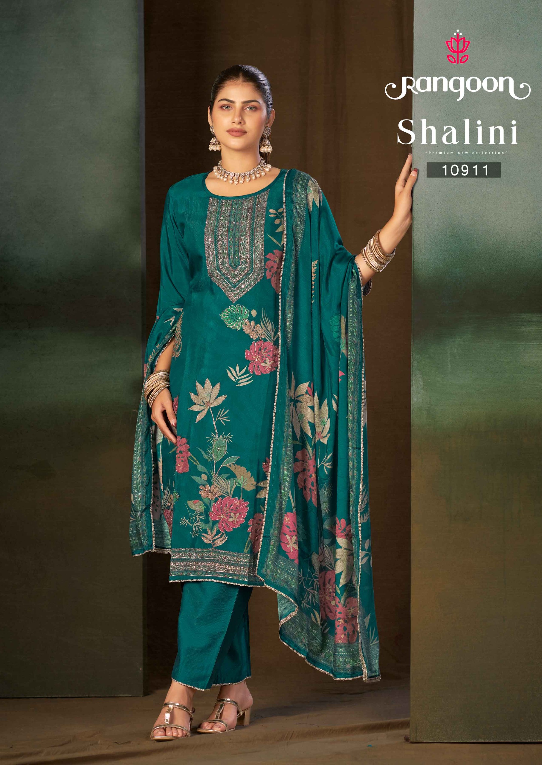 Rangoon Shalini Muslin Digital Printed Kurti With Bottom Dupatta Set — Wholesale Readymade Suit, Rangoon wholesale from Surat — view 2