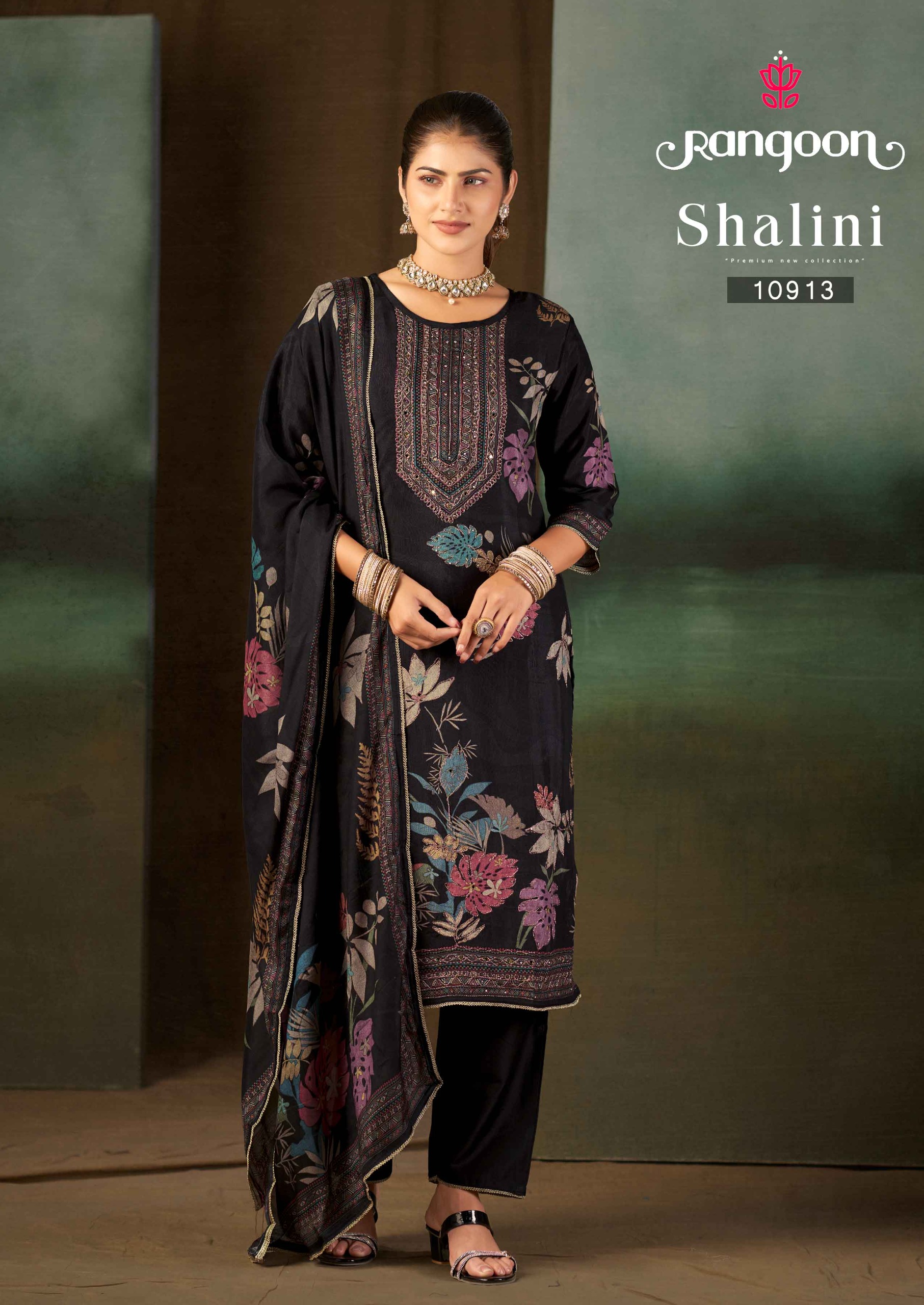 Rangoon Shalini Muslin Digital Printed Kurti With Bottom Dupatta Set
