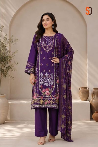 Sharaddha Bin Saeed Vol 17 Cotton With Self Embroidered Suit