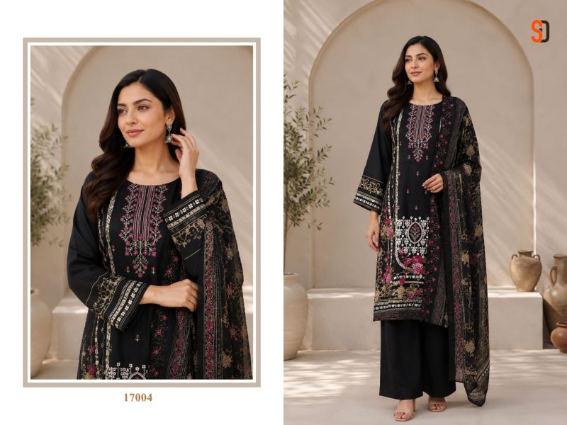 Sharaddha Bin Saeed Vol 17 Cotton With Self Embroidered Suit — Wholesale Salwar Suits, Shraddha Designer wholesale from Surat — view 4