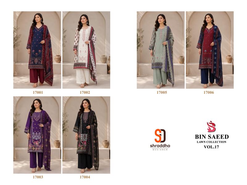 Sharaddha Bin Saeed Vol 17 Cotton With Self Embroidered Suit — Wholesale Salwar Suits, Shraddha Designer wholesale from Surat — view 7