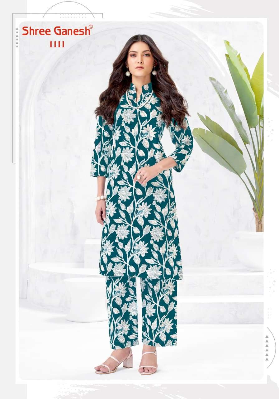 Shree Ganesh Ananya Vol 1 Cotton Printed A-Line Cord Set — Wholesale Kurtis, Shree Ganesh wholesale from Surat — view 15