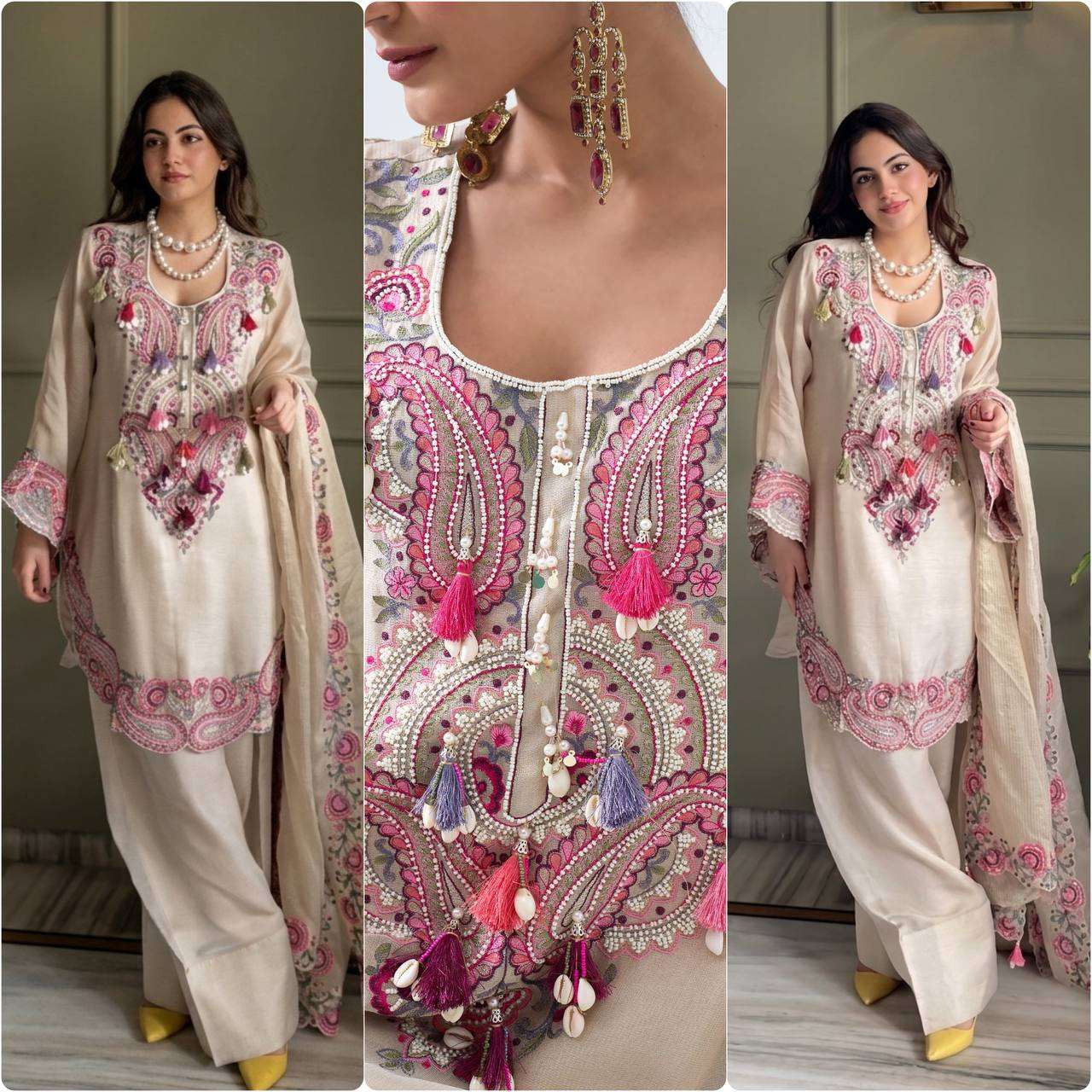 SRK 5348 Georgette Beautiful Embroidery Designer Farshi Suit — Wholesale Readymade Suit, Vardan Ethnic wholesale from Surat — view 4